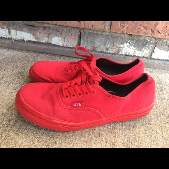 monochrome red vans